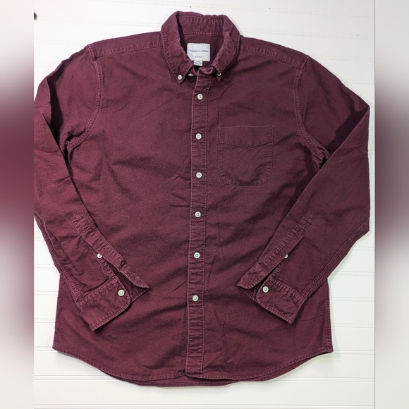 AEO Burgundy Flannel Burton Down Shirt - Picture 1 of 4